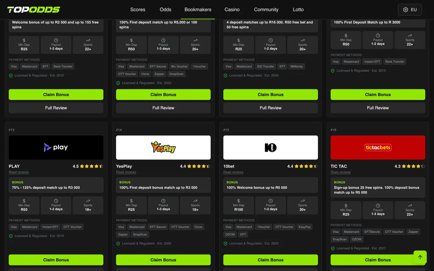 TopOdds screen 1
