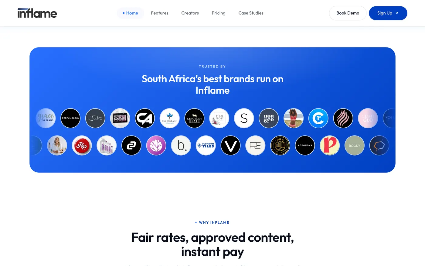 Inflame product screen 1